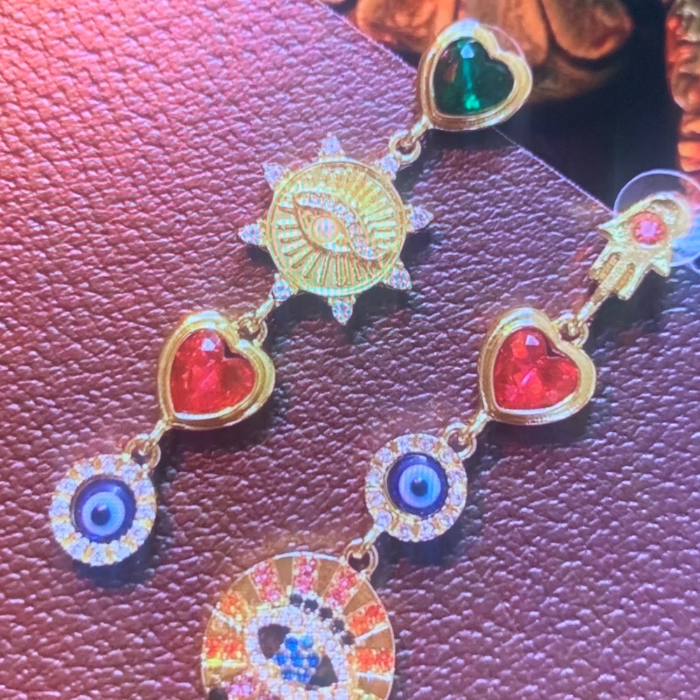 UNO de 50 Gold and Multicolor Dangle Earrings - Picture 3 of 4
